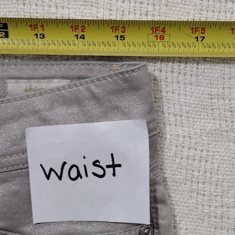 EUC Seven7 Tan Metallic Skinny jeans size 4 - Picture 7 of 15